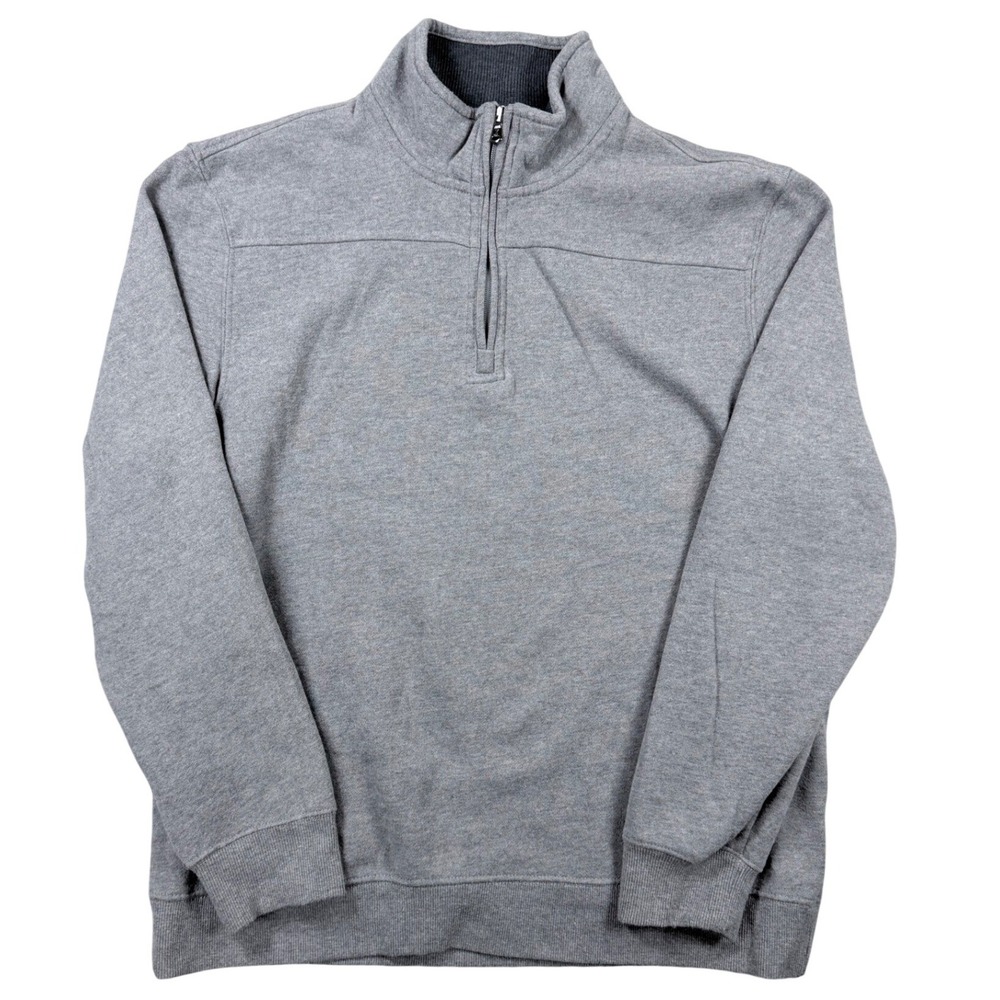 Arrow USA 1851 Mens Heather Grey Quarter Zip Pullover Sweatshirt Mock Neck